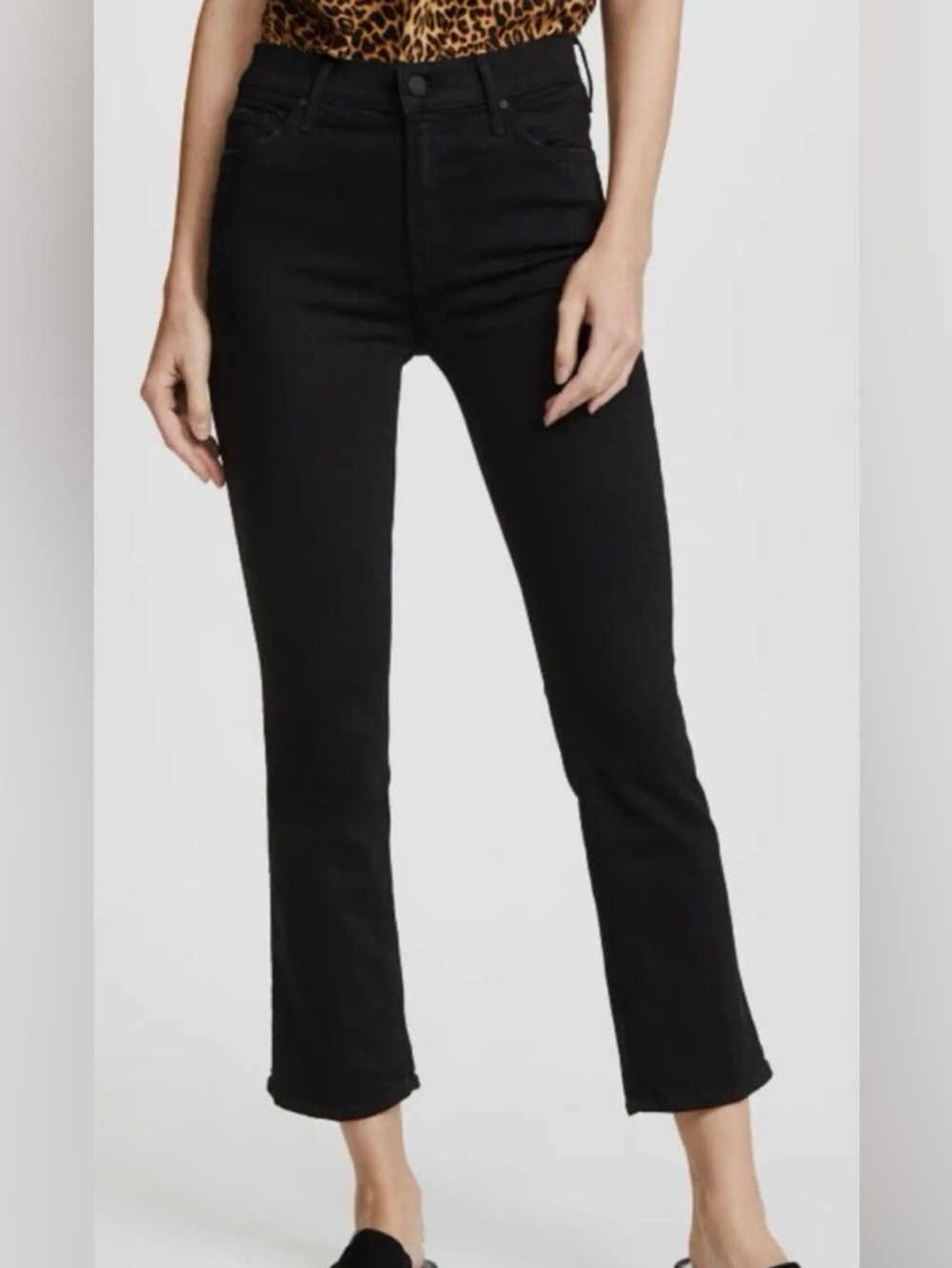 MOTHER the insider crop Black High-Rise Straight Jeans